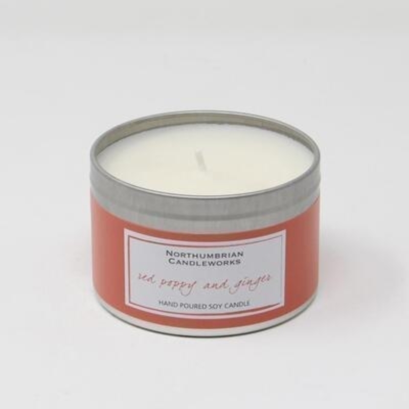 Enjoy the wonderfully warming fragrance of zingy ginger carefully combined with floral poppy to provide a delicious depth of this unique scent. Zingy ginger combined with floral poppy provides a unique and sophisticated fragrance with hidden depths. This lovely luxurious candle in a tin is attractively packaged making it the perfect gift. The large candle tin really does look as good as it smells and will sit beautifully on a shelf or coffee table or window sill. The choice is yours.